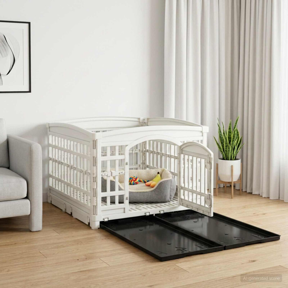 vidaXL 4 Paneel Hond Speelhekje 177,5 x 154,5 x 112 cm Kunststof Wit vidaXL 4 Paneel Hond Speelhekje 177,5 x 154,5 x 112 cm Kunststof Wit afbeelding 1
