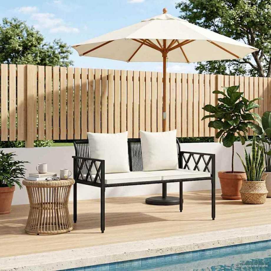vidaXL Buitenbanken 2 -Seater 116 x 56 x 75 cm poly rattan afbeelding 1