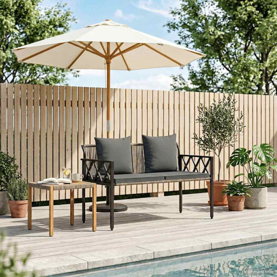 vidaXL Buitenbanken 2 -Seater 116 x 56 x 75 cm poly rattan afbeelding 1