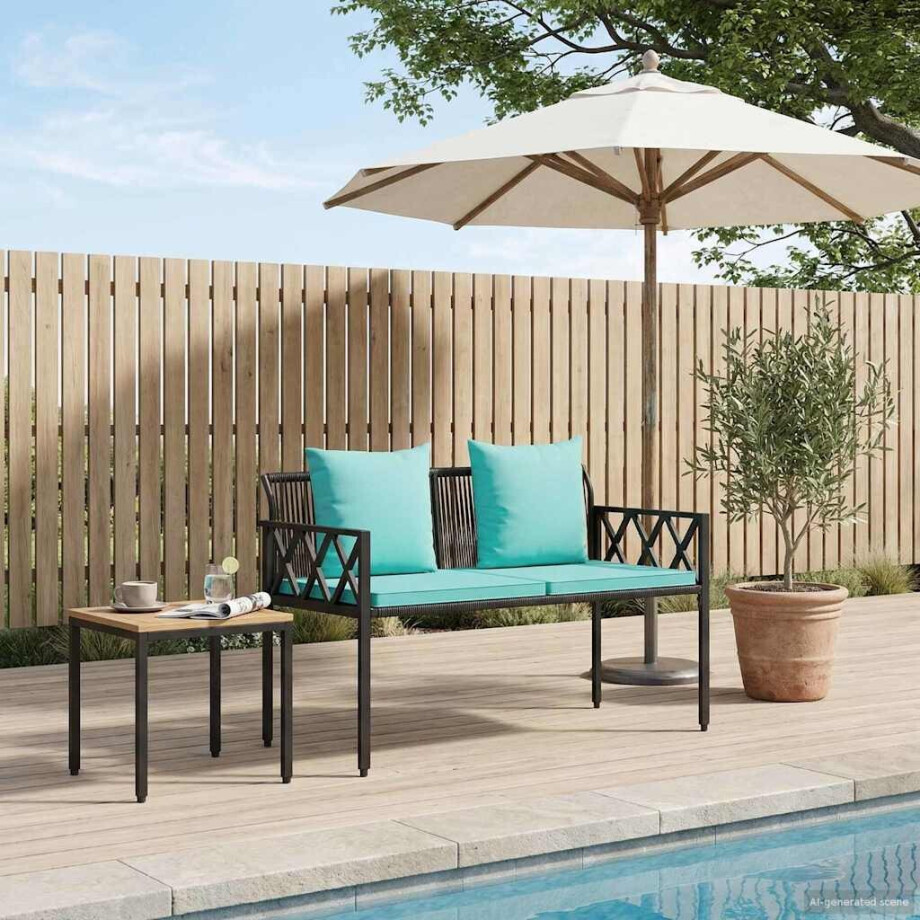 vidaXL Buitenbanken 2 -Seater 116 x 56 x 75 cm poly rattan afbeelding 1