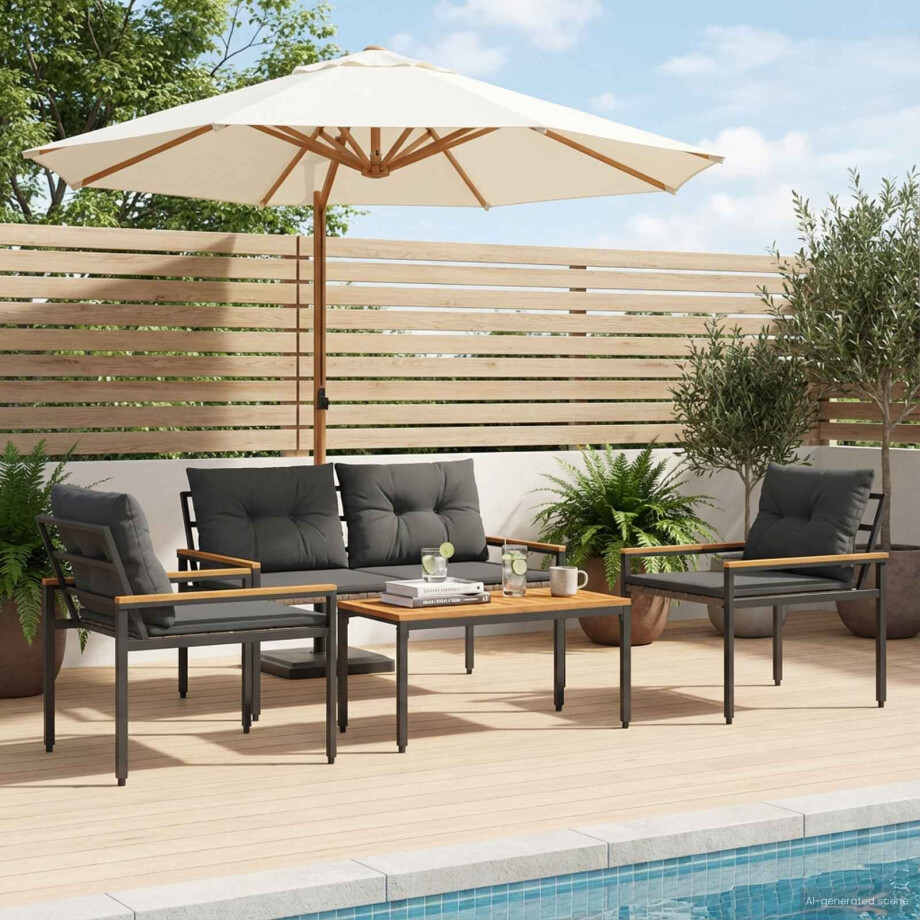 vidaXL tuinmeubelset 4 st Donkergrijs poly rattan vidaXL tuinmeubelset 4 st Donkergrijs poly rattan afbeelding 1