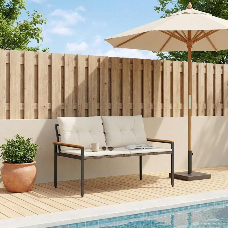 vidaXL Tuinbank 2 -Seater 116 x 67,5 x 72 cm poly rattan Crèmewit afbeelding 1