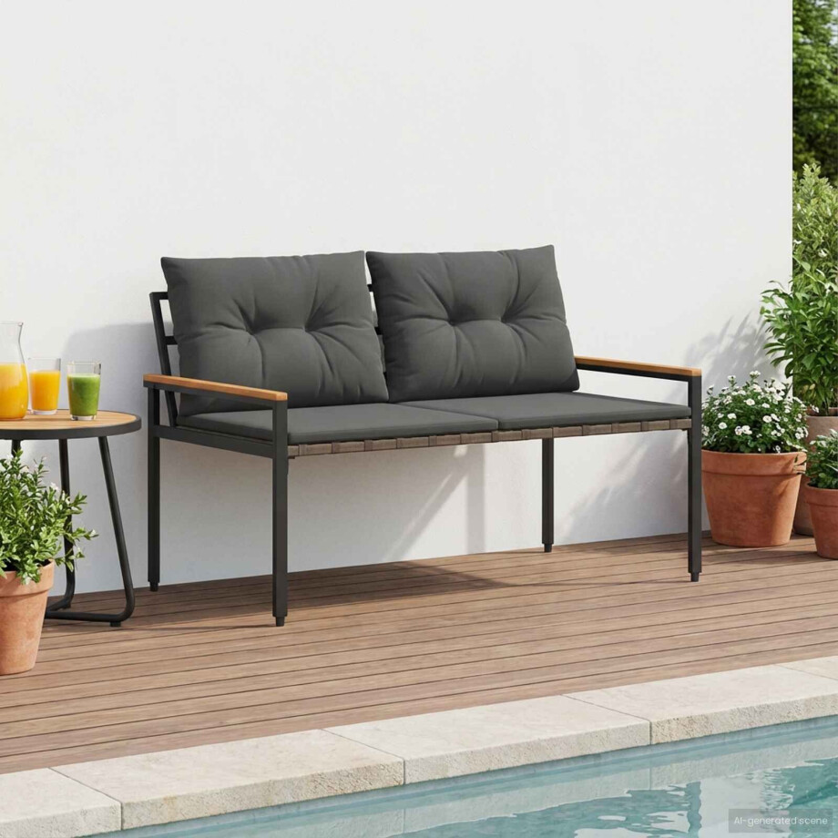 vidaXL Tuinbank 2 -Seater 116 x 67,5 x 72 cm poly rattan Donkergrijs afbeelding 1