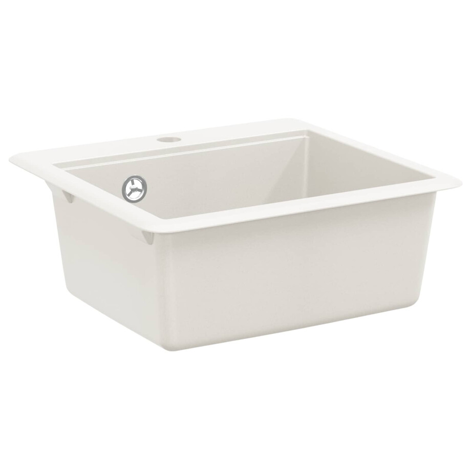 vidaXL Wasbak Wit 470 x 440 mm Graniet afbeelding 1