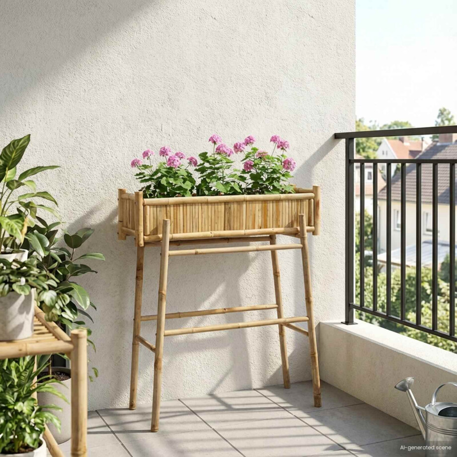 vidaXL Tuinplanter met Houder Naturel 100 x 38 x 114 cm Bamboe vidaXL Tuinplanter met Houder Naturel 100 x 38 x 114 cm Bamboe afbeelding 1