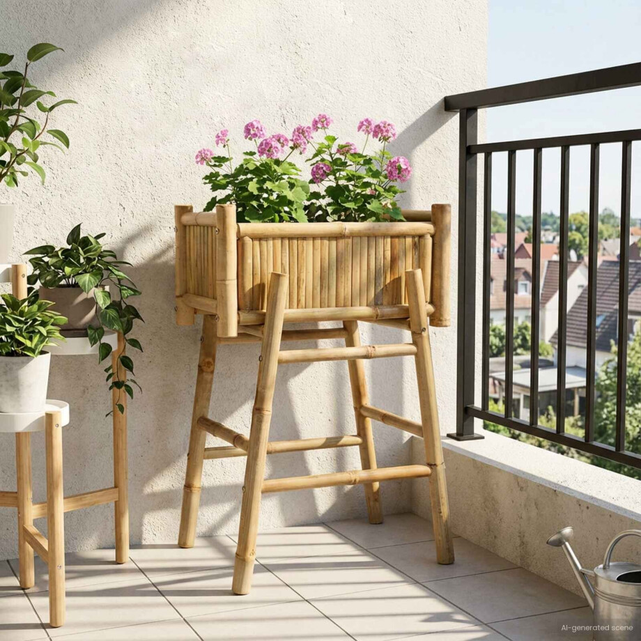 vidaXL Tuinplanter met Houder Naturel 50 x 38 x 74 cm Bamboe vidaXL Tuinplanter met Houder Naturel 50 x 38 x 74 cm Bamboe afbeelding 1