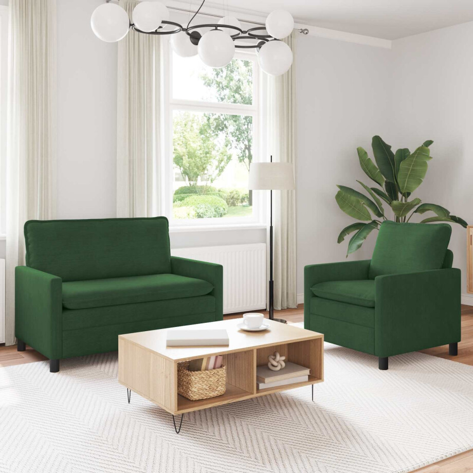 vidaXL Bankstel 2 pcs Jungle Groen Stof afbeelding 1