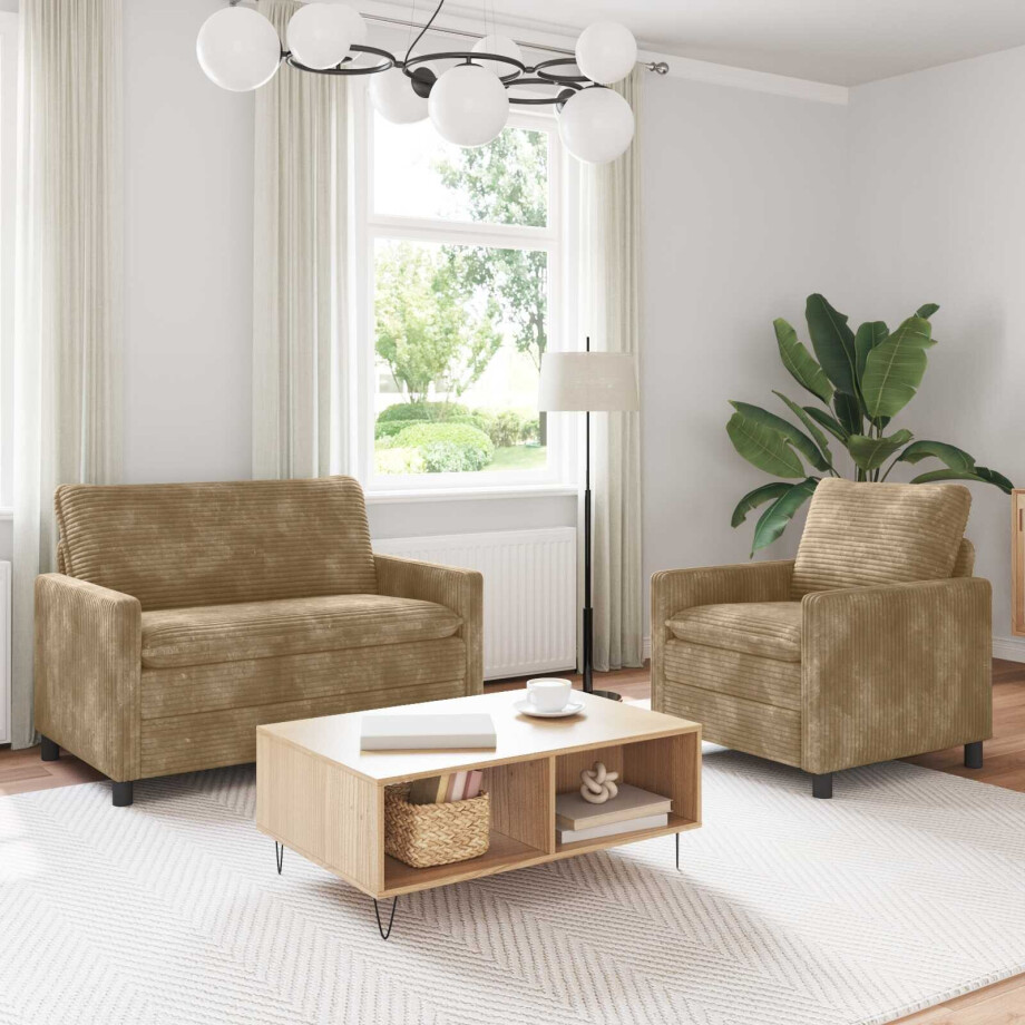 vidaXL Bankstel 2 pcs Taupe Polyester vidaXL Bankstel 2 pcs Taupe Polyester afbeelding 1
