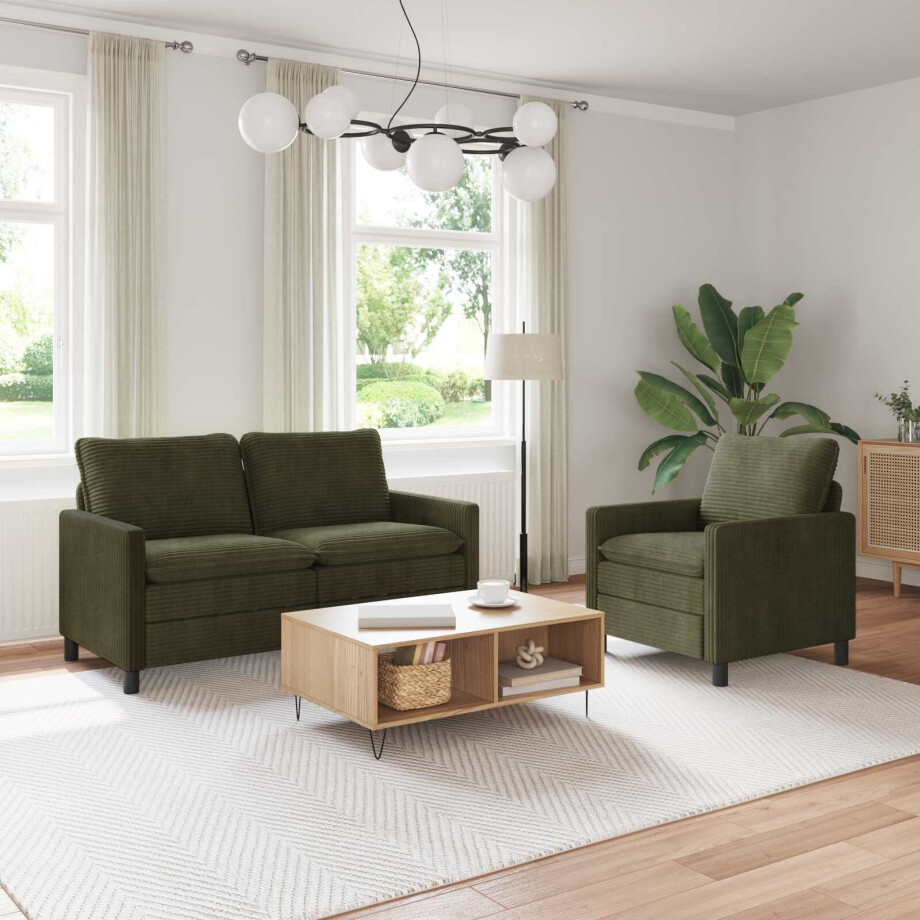 vidaXL Bankstel 2 pcs Groen Polyester afbeelding 1