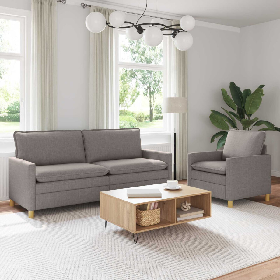 vidaXL Bankstel 2 st Taupe Stof afbeelding 1