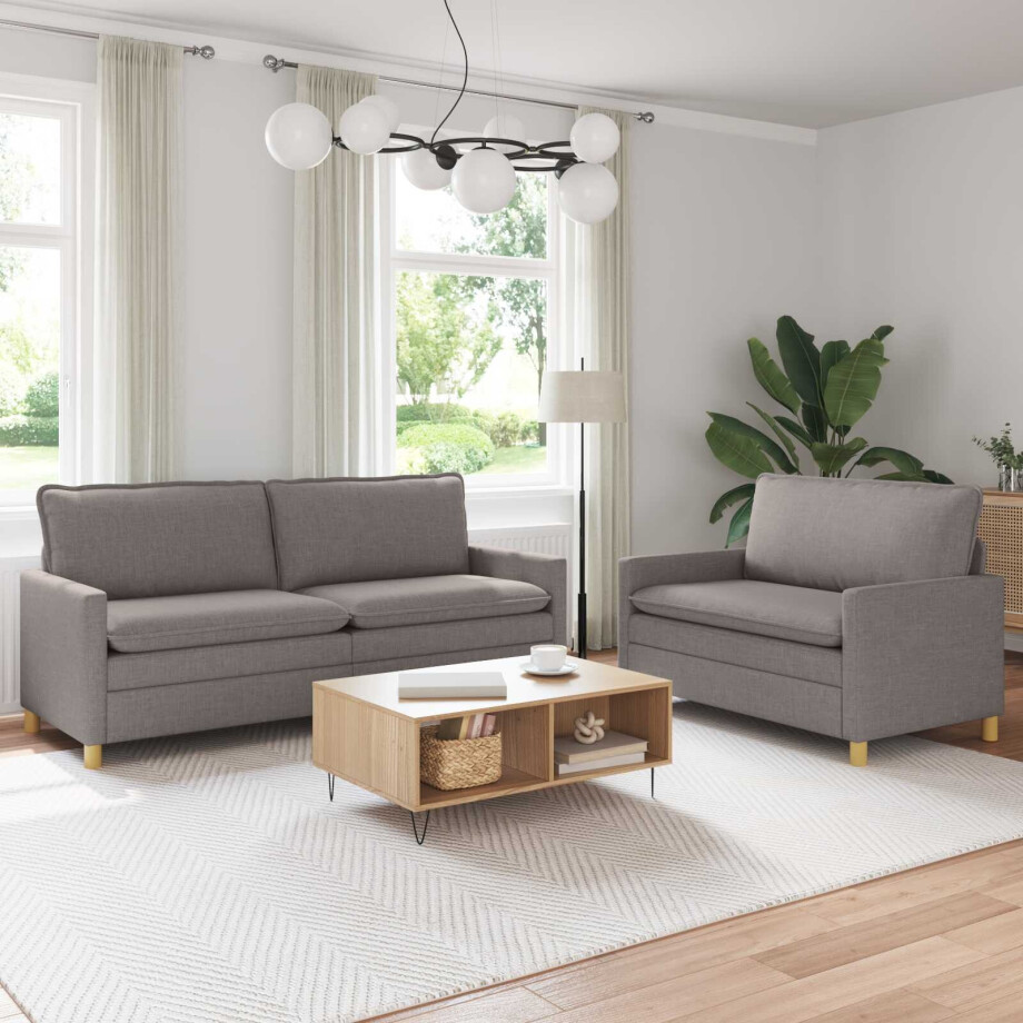 vidaXL Bankstel 2 st Taupe Stof afbeelding 1