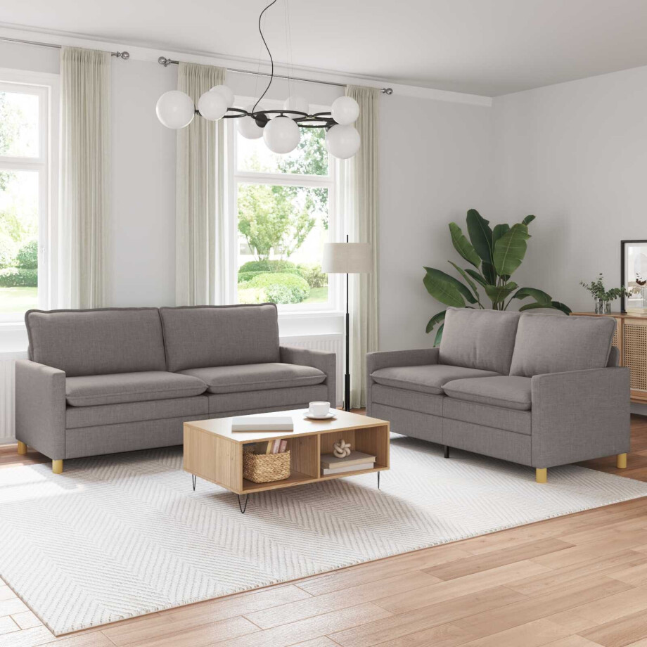 vidaXL Bankstel 2 st Taupe Stof afbeelding 1