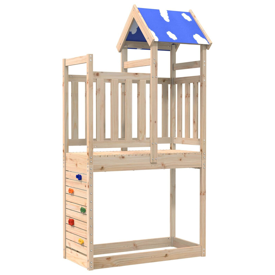 vidaXL Speeltoren Bruin 110,5 x 52,5 x 215 cm Massief grenenhout afbeelding 1