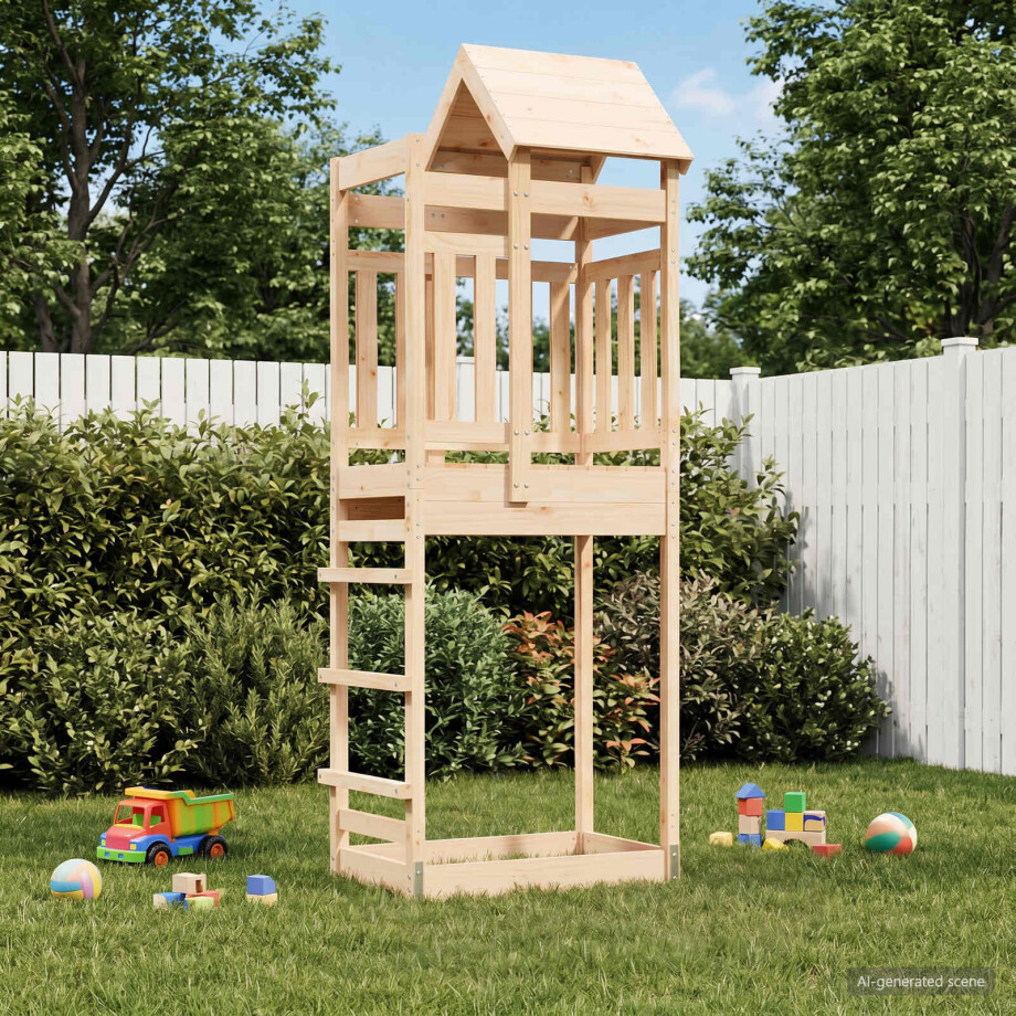 vidaXL Speeltoren Bruin 52,5 x 85 x 238 cm Massief grenenhout afbeelding 1