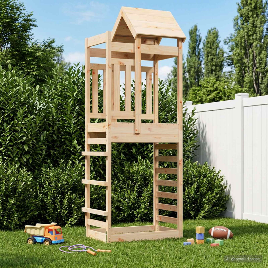 vidaXL Speeltoren Bruin 52,5 x 85 x 238 cm Massief grenenhout afbeelding 1