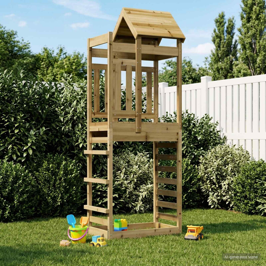 vidaXL Speeltoren Bruin 52,5 x 85 x 238 cm Massief geïmpregneerd hout afbeelding 1