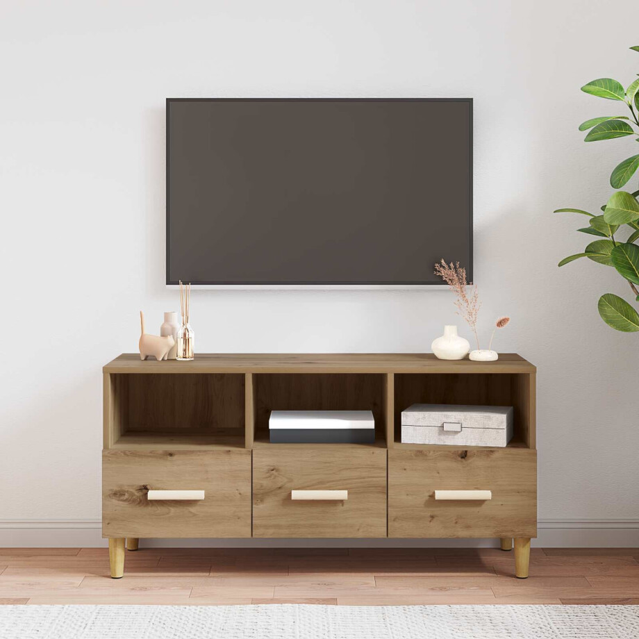 vidaXL TV-kast Ambachtelijk eiken 102 x 36 x 50 cm Bewerkt hout afbeelding 1