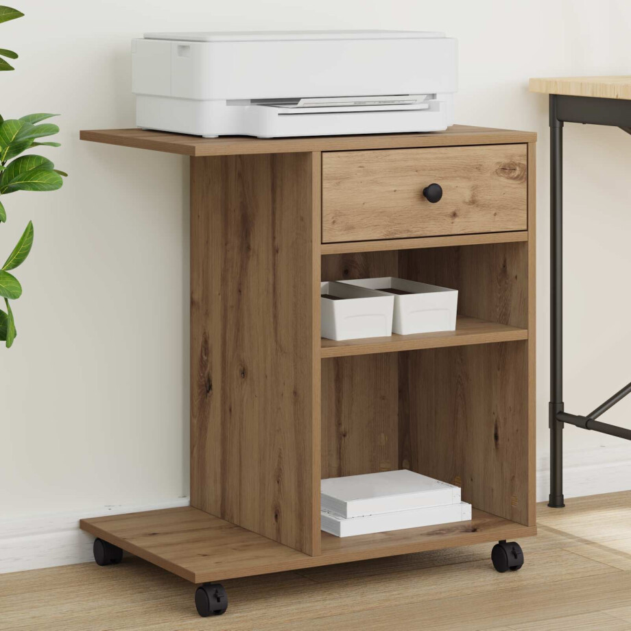 vidaXL Printerstand Ambachtelijk eiken 60 x 40 x 68.5 cm Bewerkt hout afbeelding 1