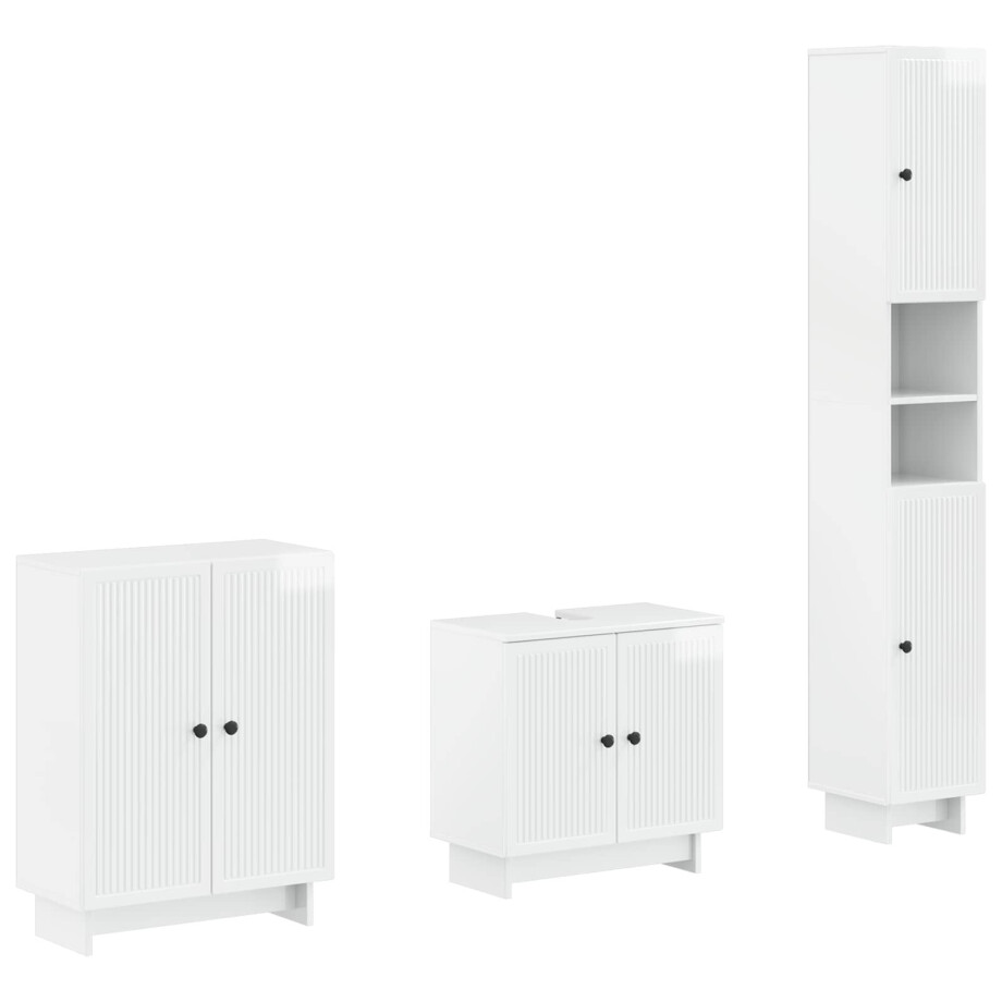 vidaXL 3-delige badkamerkast set EDE Hoogglans Wit Bewerkt hout vidaXL 3-delige badkamerkast set EDE Hoogglans Wit Bewerkt hout afbeelding 1