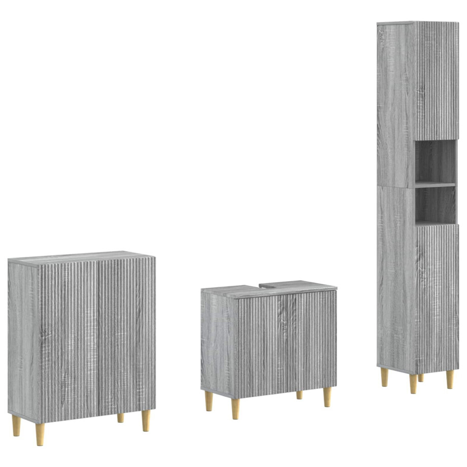vidaXL 3-delige badkamerkast set ARNHEM Grijs Sonoma Bewerkt hout vidaXL 3-delige badkamerkast set ARNHEM Grijs Sonoma Bewerkt hout afbeelding 1