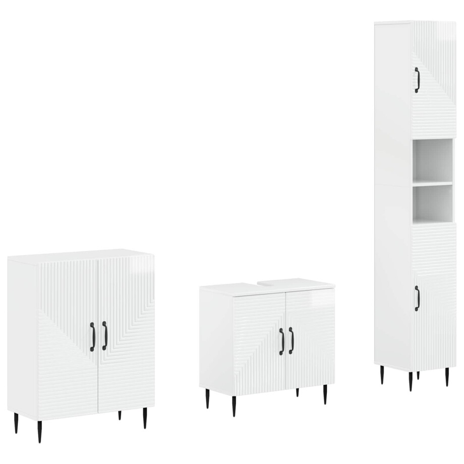 vidaXL 3-delige badkamerkast set HAARLEM Hoogglans Wit Bewerkt hout vidaXL 3-delige badkamerkast set HAARLEM Hoogglans Wit Bewerkt hout afbeelding 1