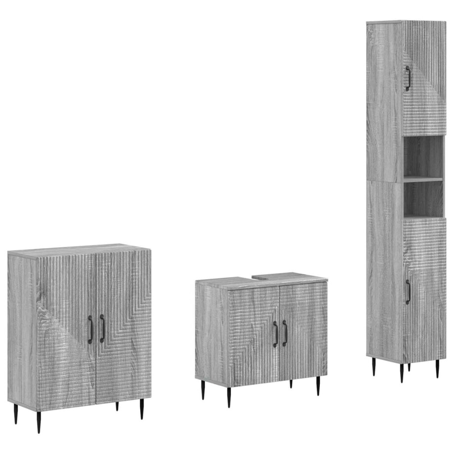vidaXL 3-delige badkamerkast set HAARLEM Grijs Sonoma Bewerkt hout vidaXL 3-delige badkamerkast set HAARLEM Grijs Sonoma Bewerkt hout afbeelding 1