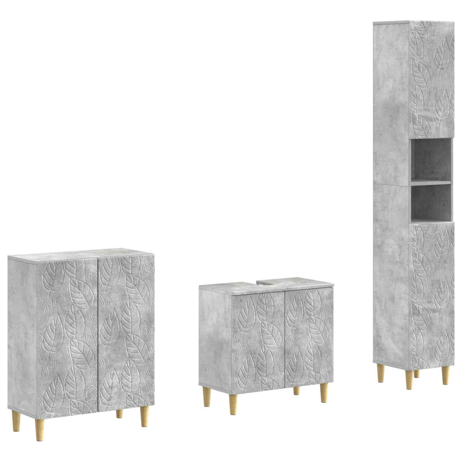 vidaXL 3-delige badkamerkast set DELFT Betongrijs Bewerkt hout vidaXL 3-delige badkamerkast set DELFT Betongrijs Bewerkt hout afbeelding 1