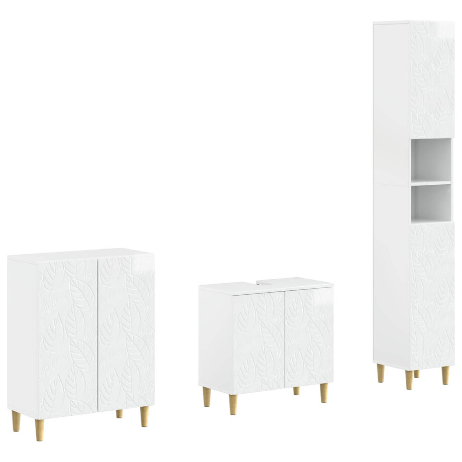 vidaXL 3-delige badkamerkast set DELFT Hoogglans Wit Bewerkt hout vidaXL 3-delige badkamerkast set DELFT Hoogglans Wit Bewerkt hout afbeelding 1