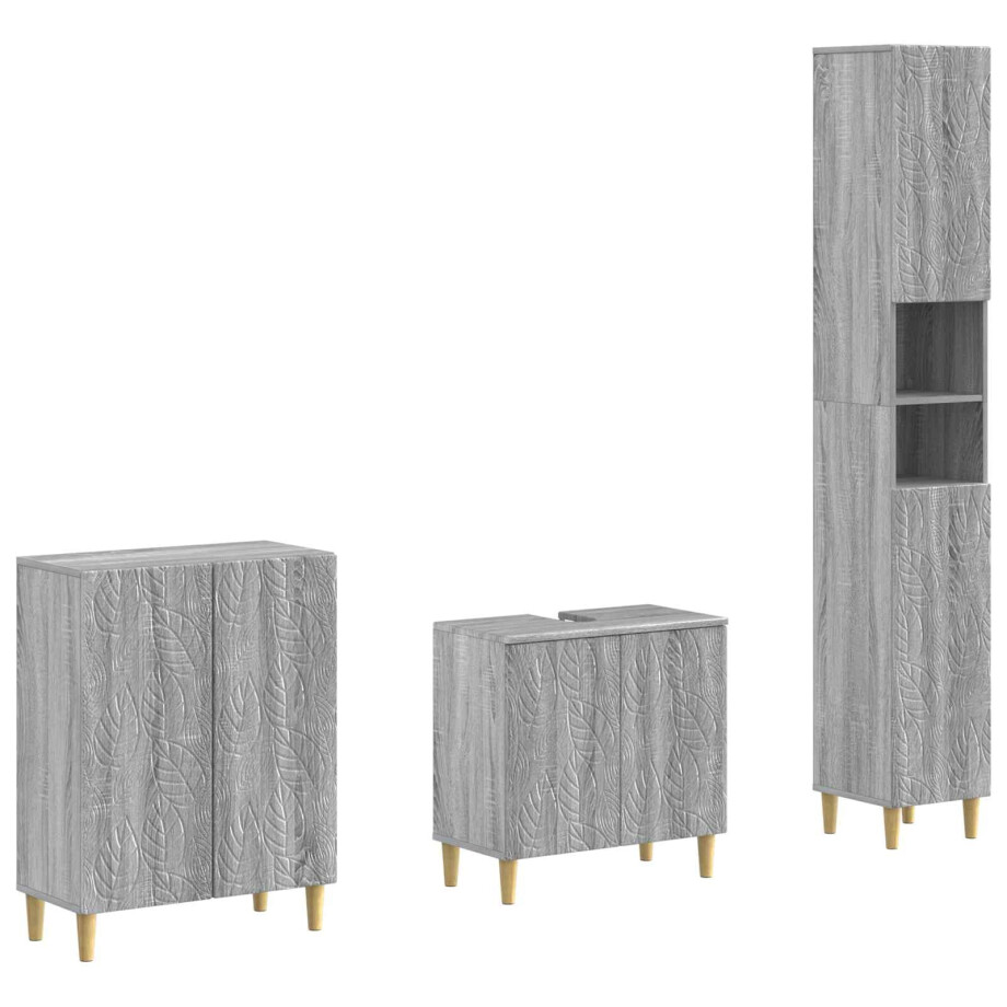 vidaXL 3-delige badkamerkast set DELFT Grijs Sonoma Bewerkt hout vidaXL 3-delige badkamerkast set DELFT Grijs Sonoma Bewerkt hout afbeelding 1