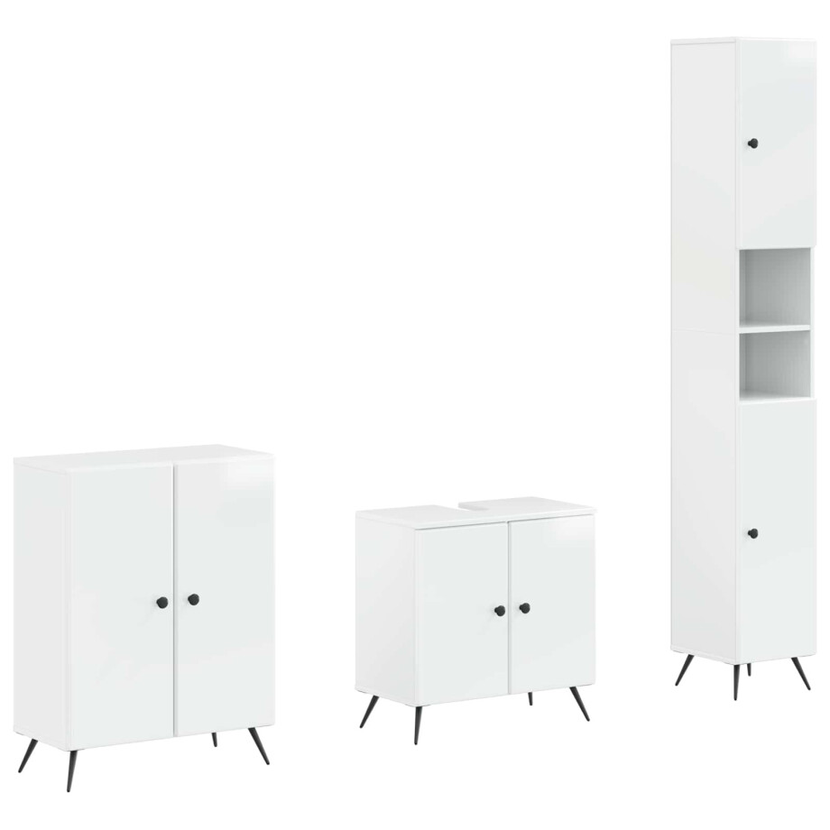 vidaXL 3-delige badkamerkast set BREDA Hoogglans Wit Bewerkt hout vidaXL 3-delige badkamerkast set BREDA Hoogglans Wit Bewerkt hout afbeelding 1