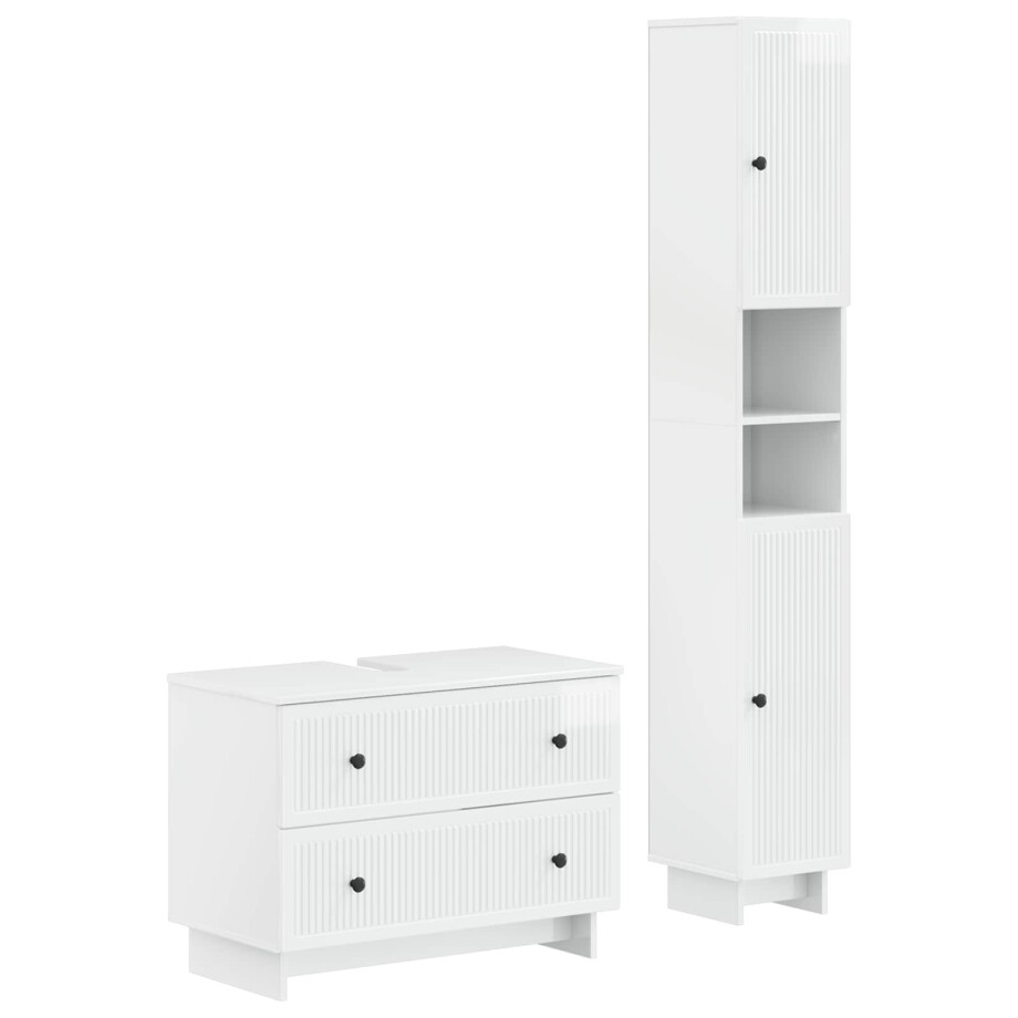 vidaXL 2-delige Badkamerkast Set EDE Hoogglans Wit Bewerkt hout vidaXL 2-delige Badkamerkast Set EDE Hoogglans Wit Bewerkt hout afbeelding 1