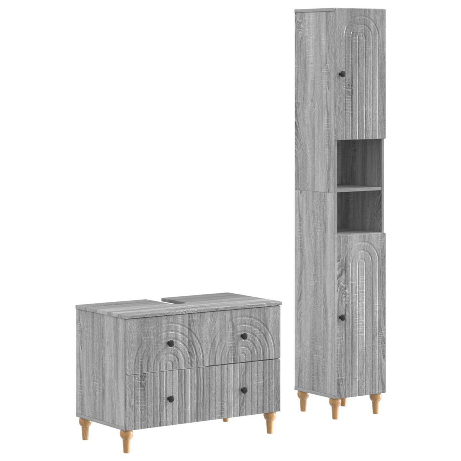 vidaXL 2-delige Badkamerkast Set ALKMAAR Grijs Sonoma Bewerkt hout vidaXL 2-delige Badkamerkast Set ALKMAAR Grijs Sonoma Bewerkt hout afbeelding 1