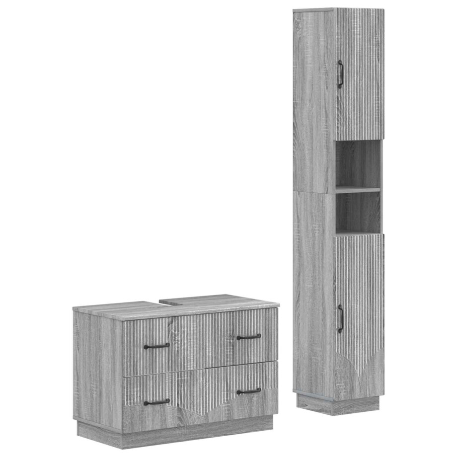 vidaXL 2-delige Badkamerkast Set HOORN Grijs Sonoma Bewerkt hout vidaXL 2-delige Badkamerkast Set HOORN Grijs Sonoma Bewerkt hout afbeelding 1