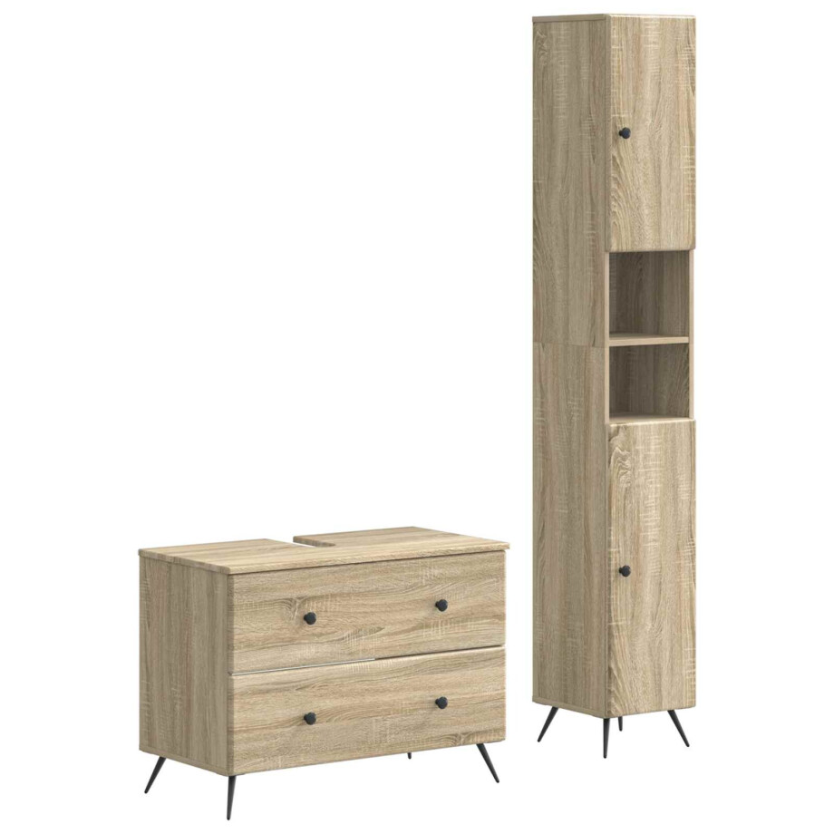 vidaXL 2-delige Badkamerkast Set BREDA Sonoma Eiken Bewerkt hout vidaXL 2-delige Badkamerkast Set BREDA Sonoma Eiken Bewerkt hout afbeelding 1