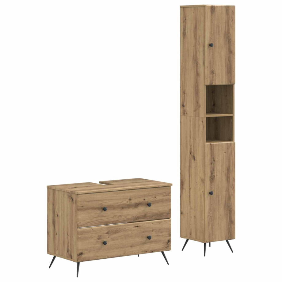 vidaXL 2-delige Badkamerkast Set BREDA Artisanaal eiken Bewerkt hout vidaXL 2-delige Badkamerkast Set BREDA Artisanaal eiken Bewerkt hout afbeelding 1