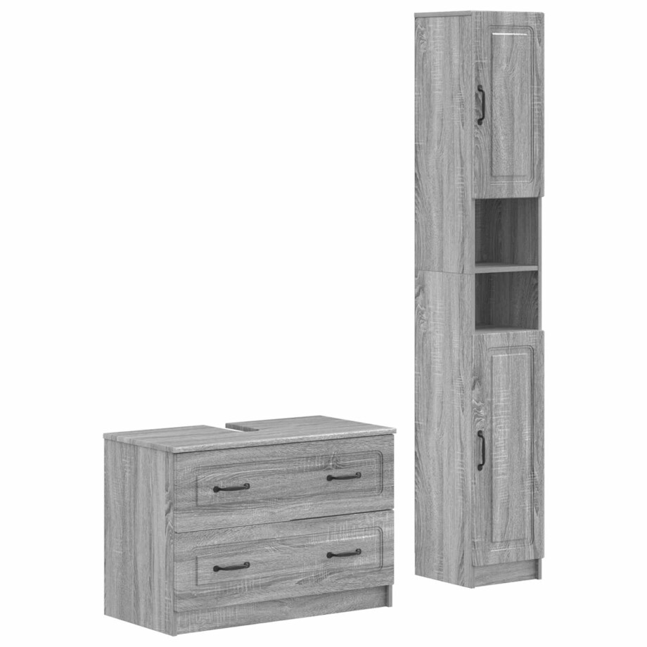 vidaXL 2-delige Badkamerkast Set UTRECHT Grijs Sonoma Bewerkt hout vidaXL 2-delige Badkamerkast Set UTRECHT Grijs Sonoma Bewerkt hout afbeelding 1