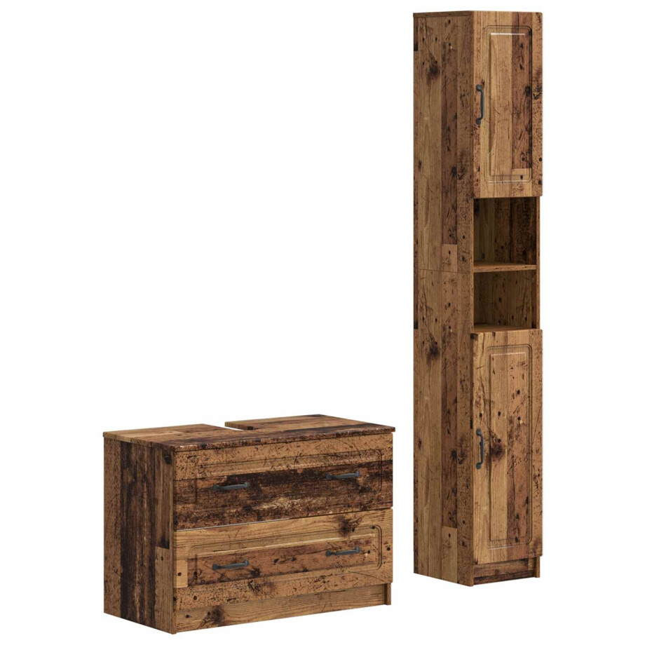 vidaXL 2-delige Badkamerkast Set UTRECHT Oud hout Bewerkt hout vidaXL 2-delige Badkamerkast Set UTRECHT Oud hout Bewerkt hout afbeelding 1