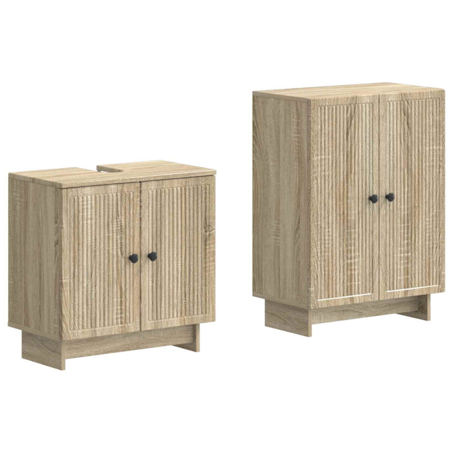 vidaXL 2-delige Badkamerkast Set EDE Sonoma Eiken Bewerkt hout vidaXL 2-delige Badkamerkast Set EDE Sonoma Eiken Bewerkt hout afbeelding 1
