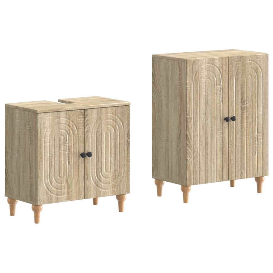 vidaXL 2-delige Badkamerkast Set ALKMAAR Sonoma Eiken Bewerkt hout vidaXL 2-delige Badkamerkast Set ALKMAAR Sonoma Eiken Bewerkt hout afbeelding 1