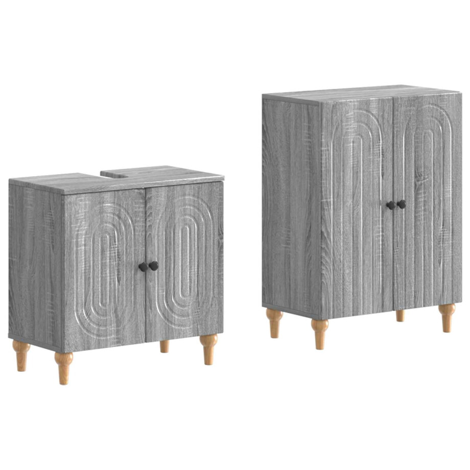 vidaXL 2-delige Badkamerkast Set ALKMAAR Grijs Sonoma Bewerkt hout vidaXL 2-delige Badkamerkast Set ALKMAAR Grijs Sonoma Bewerkt hout afbeelding 1