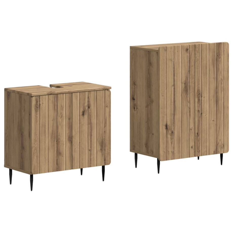 vidaXL 2-delige Badkamerkast Set ZWOLLE Artisanaal eiken Bewerkt hout afbeelding 1