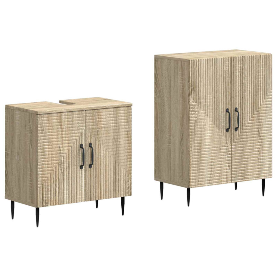 vidaXL 2-delige Badkamerkast Set HAARLEM Sonoma Eiken Bewerkt hout vidaXL 2-delige Badkamerkast Set HAARLEM Sonoma Eiken Bewerkt hout afbeelding 1