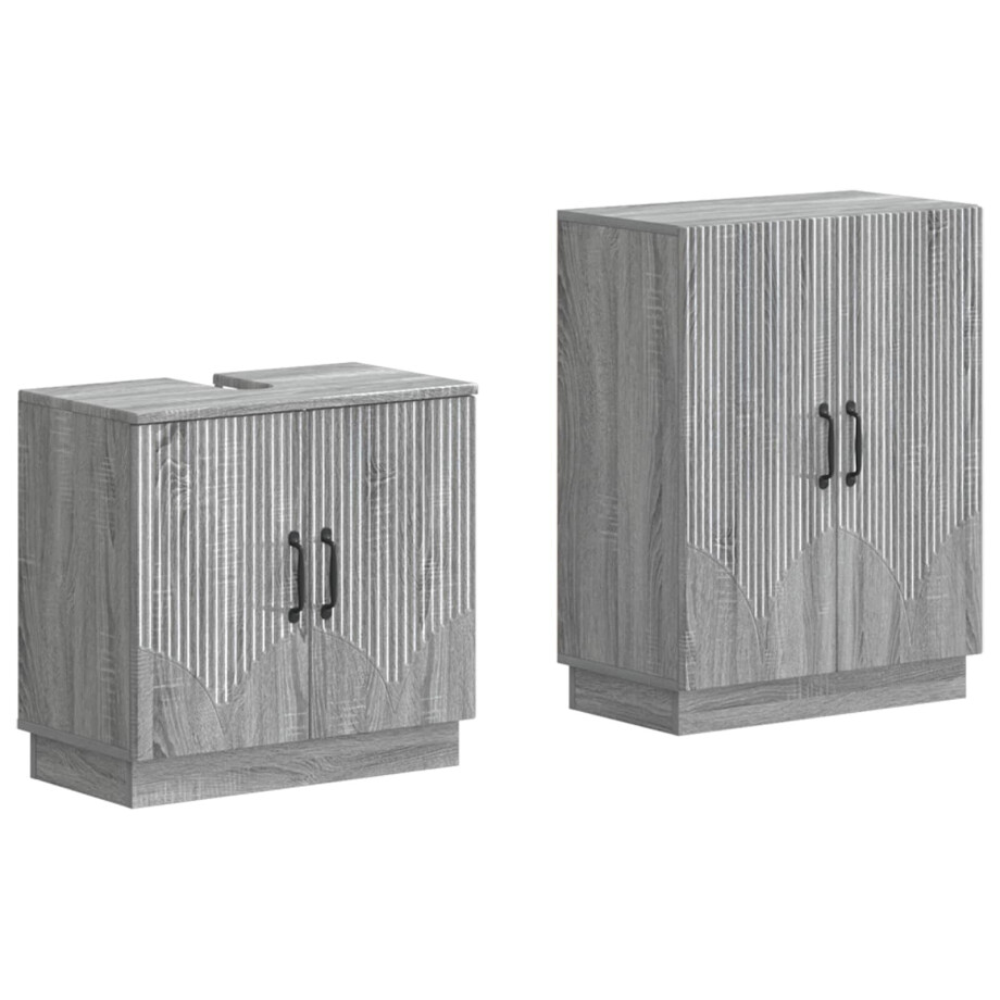 vidaXL 2-delige Badkamerkast Set HOORN Grijs Sonoma Bewerkt hout vidaXL 2-delige Badkamerkast Set HOORN Grijs Sonoma Bewerkt hout afbeelding 1