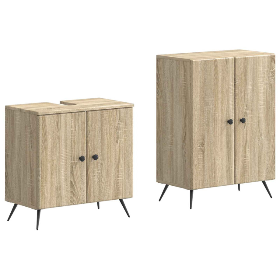 vidaXL 2-delige Badkamerkast Set BREDA Sonoma Eiken Bewerkt hout vidaXL 2-delige Badkamerkast Set BREDA Sonoma Eiken Bewerkt hout afbeelding 1