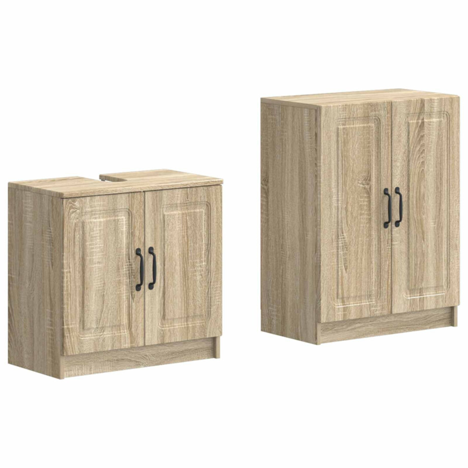 vidaXL 2-delige Badkamerkast Set UTRECHT Sonoma Eiken Bewerkt hout vidaXL 2-delige Badkamerkast Set UTRECHT Sonoma Eiken Bewerkt hout afbeelding 1