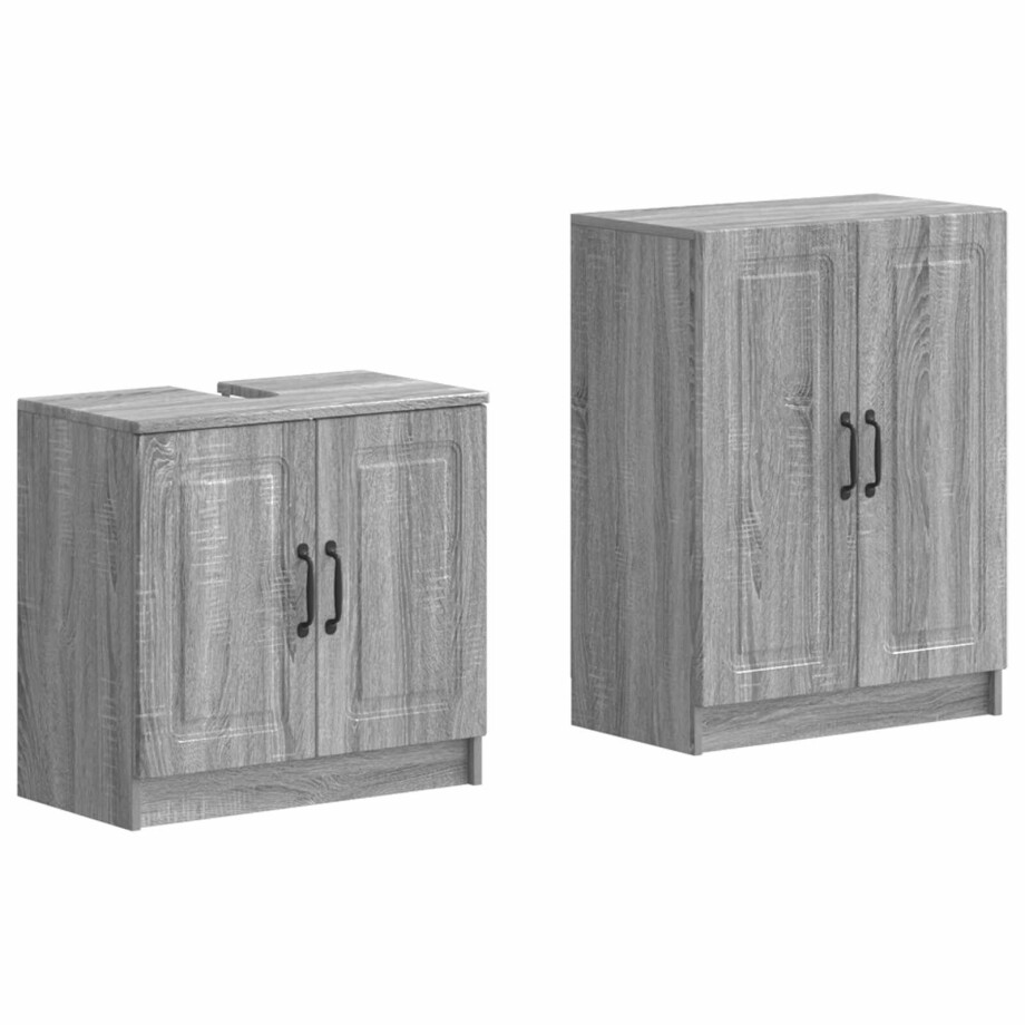 vidaXL 2-delige Badkamerkast Set UTRECHT Grijs Sonoma Bewerkt hout vidaXL 2-delige Badkamerkast Set UTRECHT Grijs Sonoma Bewerkt hout afbeelding 1