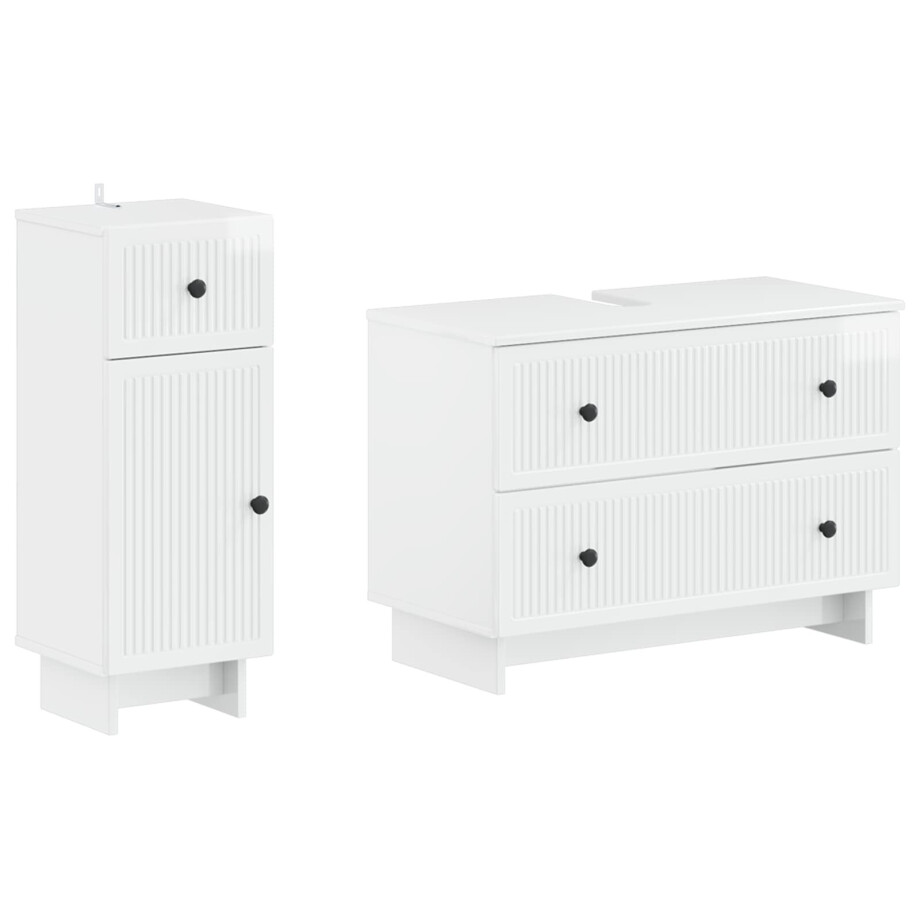 vidaXL 2-delige Badkamerkast Set EDE Hoogglans Wit Bewerkt hout vidaXL 2-delige Badkamerkast Set EDE Hoogglans Wit Bewerkt hout afbeelding 1