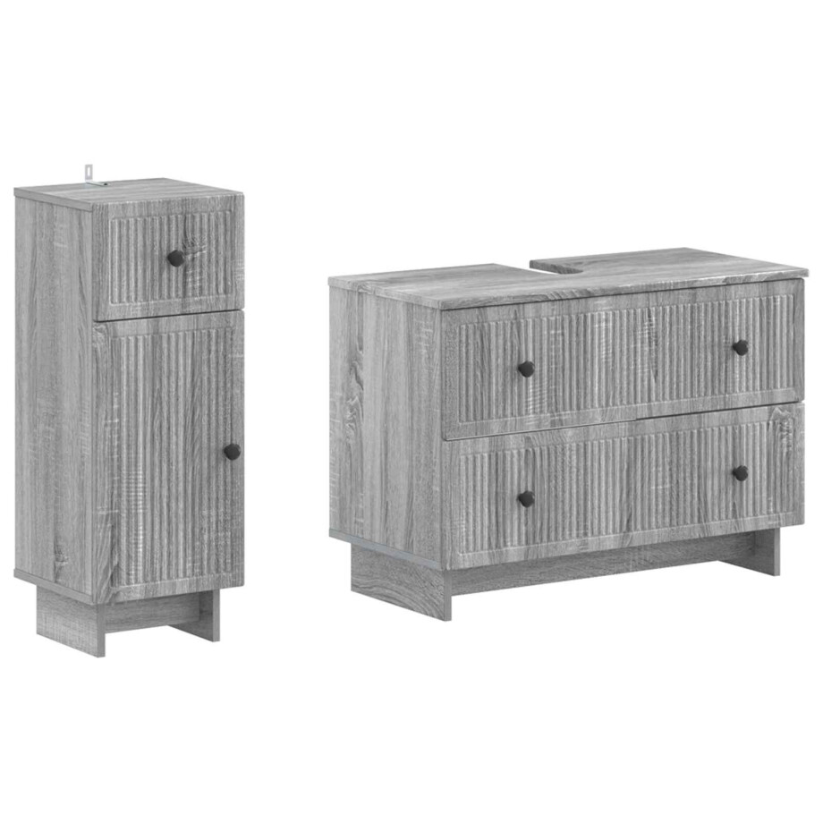 vidaXL 2-delige Badkamerkast Set EDE Grijs Sonoma Bewerkt hout vidaXL 2-delige Badkamerkast Set EDE Grijs Sonoma Bewerkt hout afbeelding 1