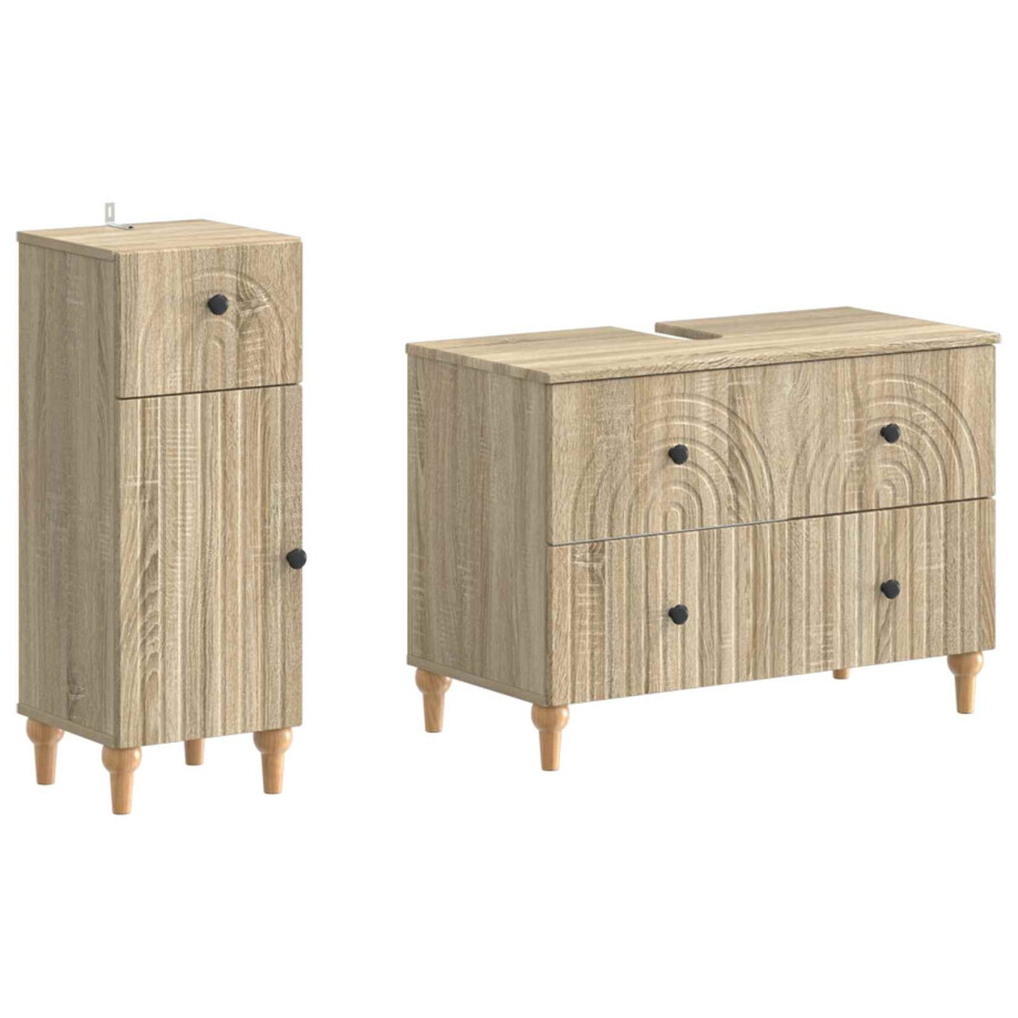 vidaXL 2-delige Badkamerkast Set ALKMAAR Sonoma Eiken Bewerkt hout vidaXL 2-delige Badkamerkast Set ALKMAAR Sonoma Eiken Bewerkt hout afbeelding 1
