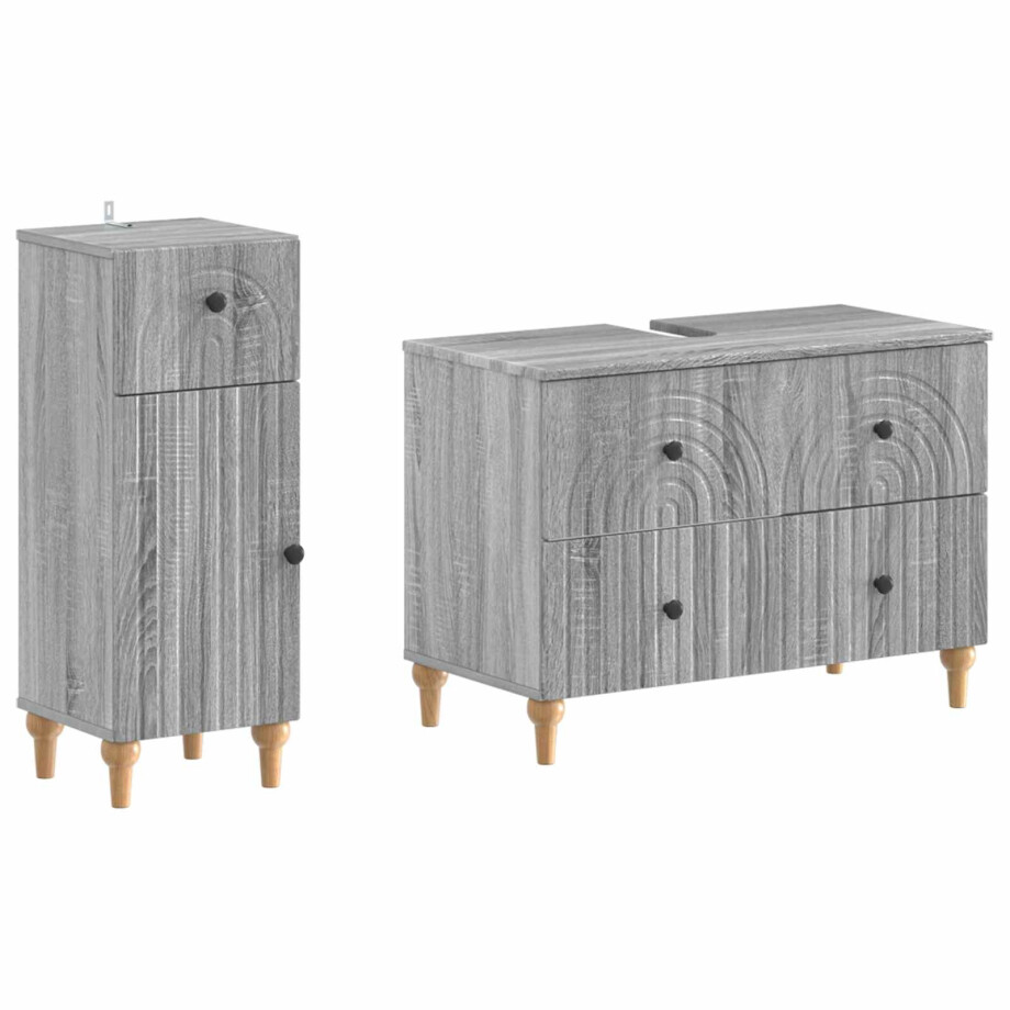 vidaXL 2-delige Badkamerkast Set ALKMAAR Grijs Sonoma Bewerkt hout vidaXL 2-delige Badkamerkast Set ALKMAAR Grijs Sonoma Bewerkt hout afbeelding 1